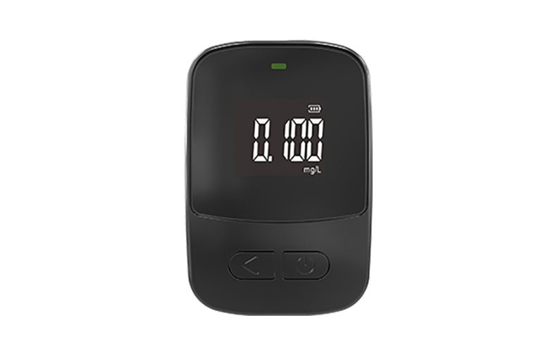 PESV AT809 pocket breath alcohol tester front view displaying a clear LCD screen