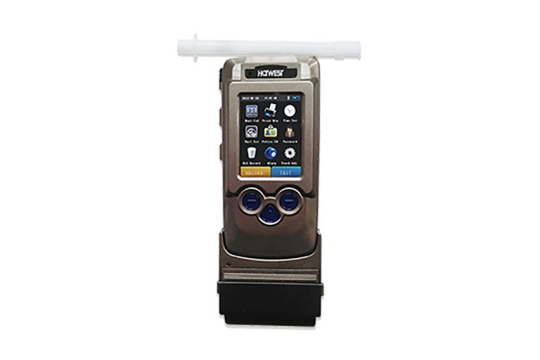 PESV AT8900 professional breathalyzer front view featuring a clear 2.8-inch touch screen display