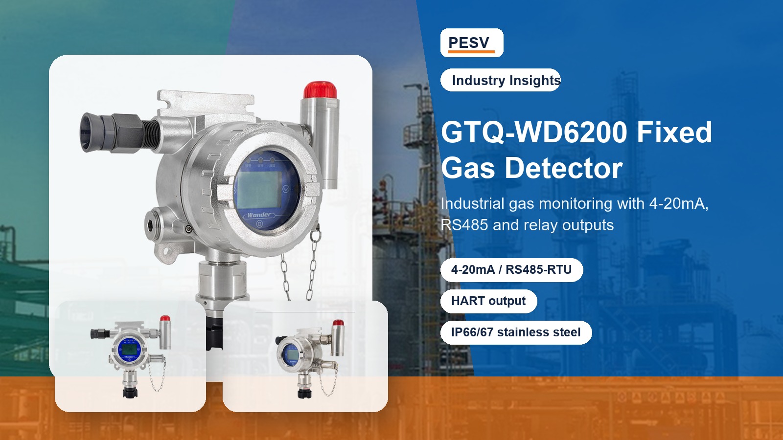GTQ-WD6200 Fixed Gas Detector for Industrial Gas Safety Monitoring