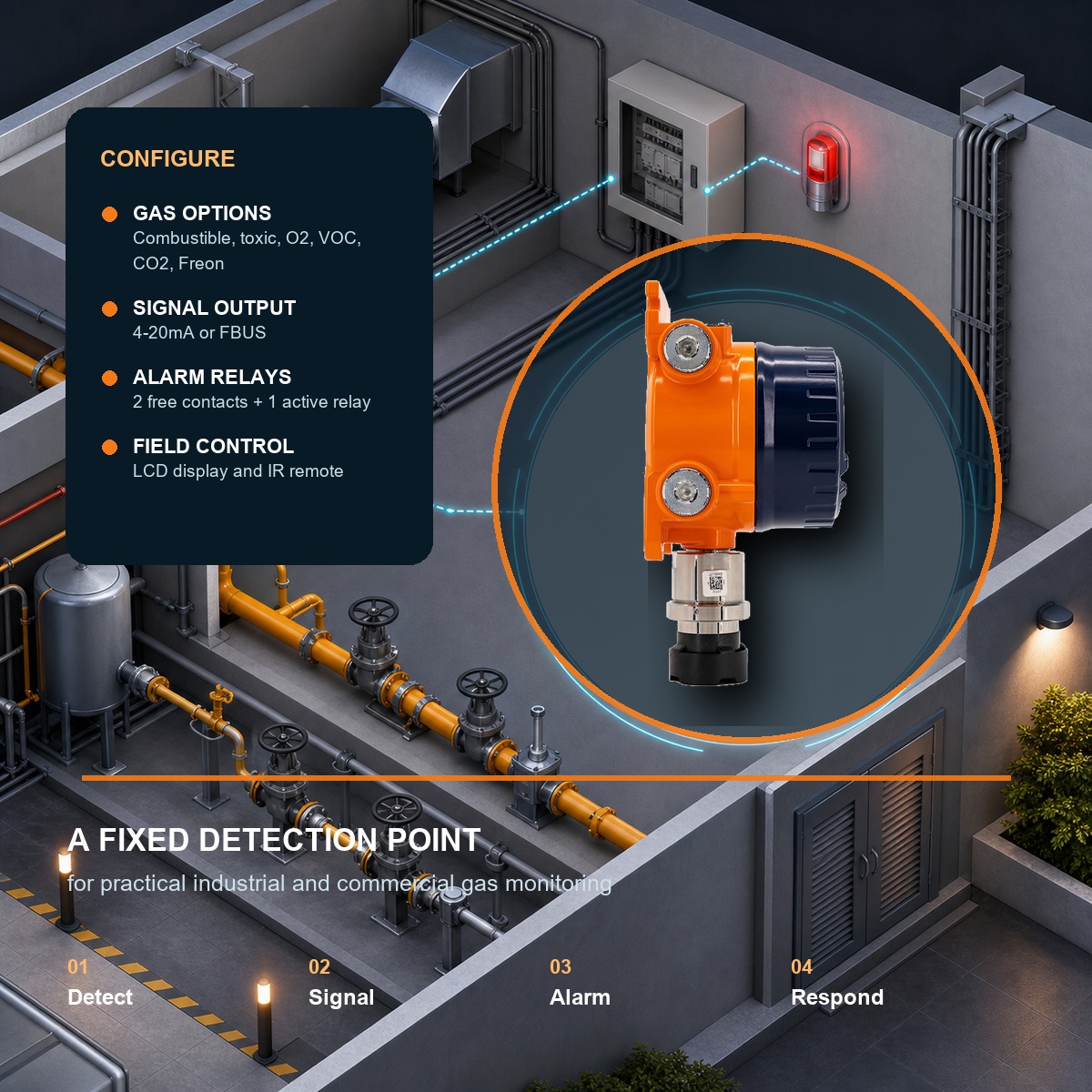 GTQ-BS03 gas detector configuration and signal options