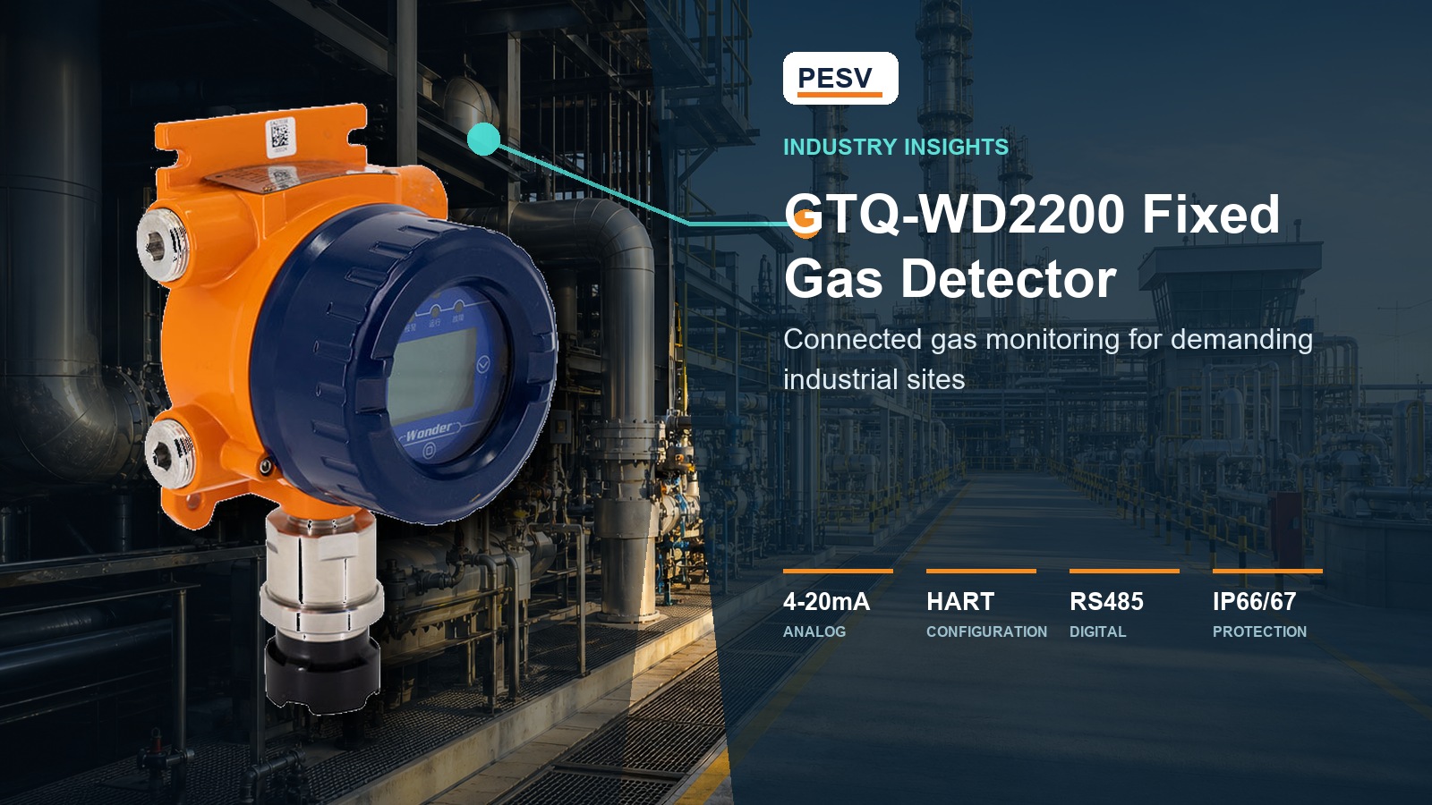 GTQ-WD2200 Fixed Gas Detector for Connected Industrial Gas Monitoring