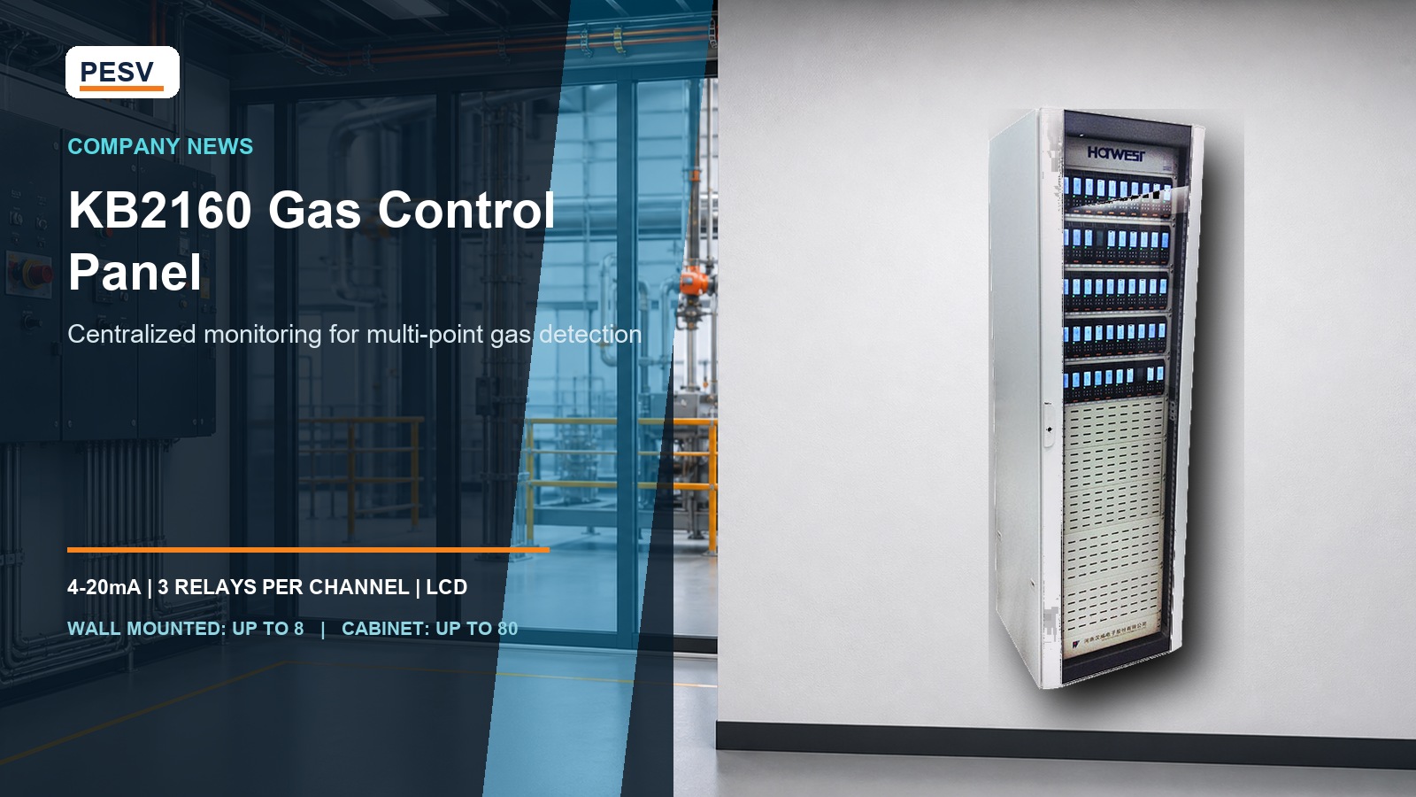 KB2160 gas control panel for industrial gas safety monitoring