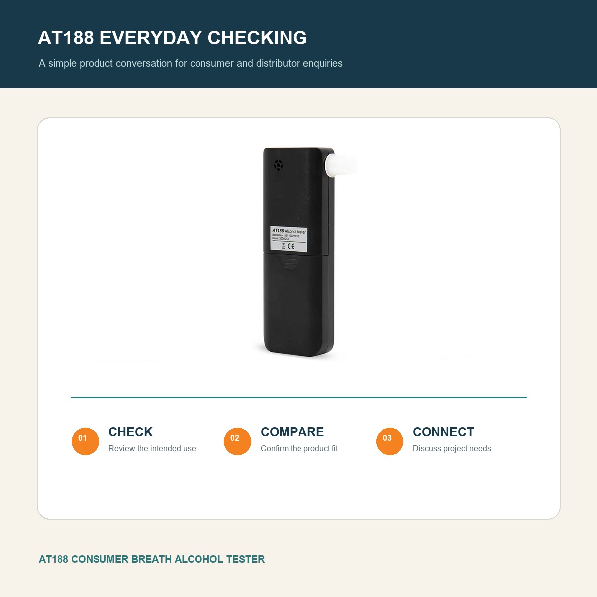 AT188 consumer breath alcohol tester for everyday checking and distributor enquiries