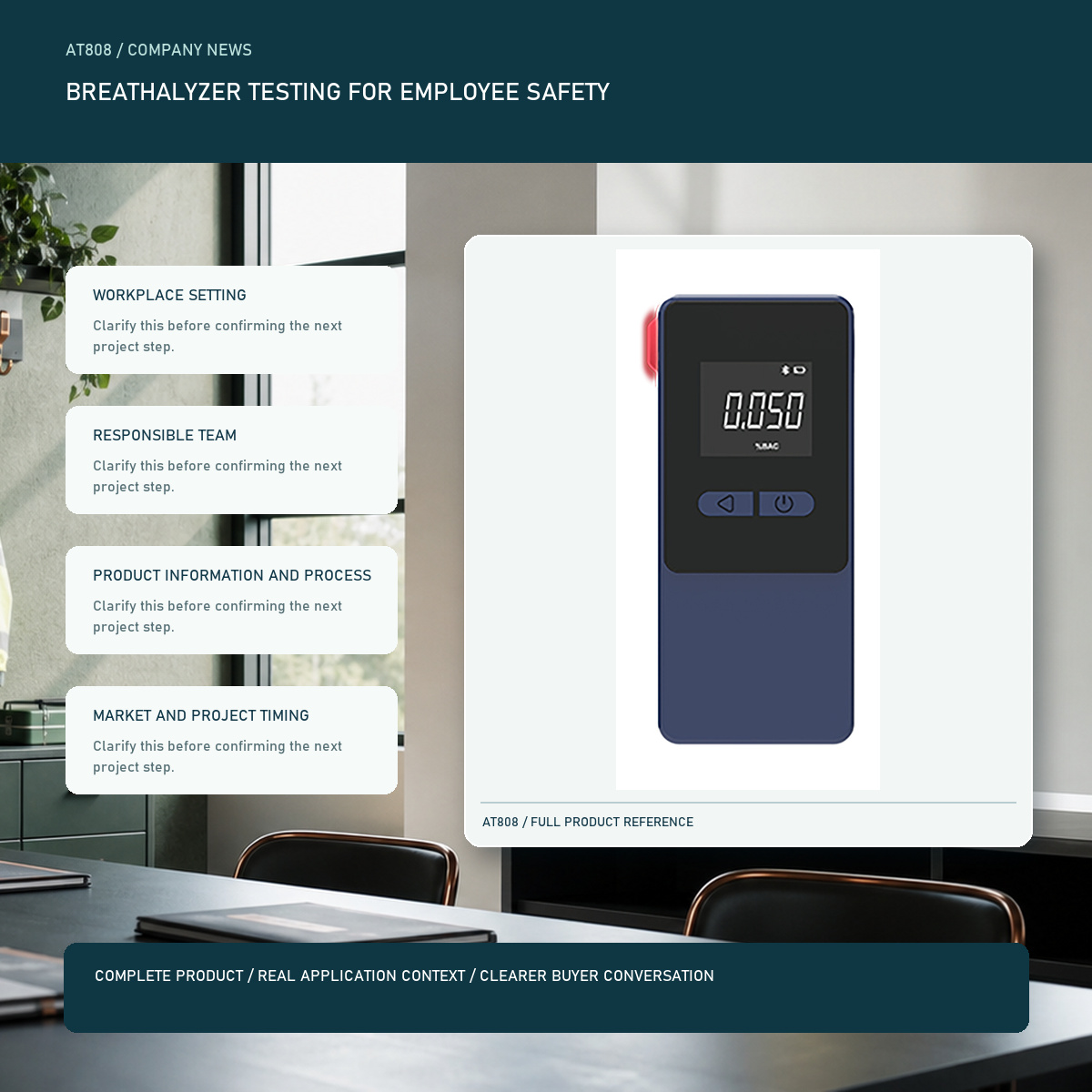 PESV breathalyzer testing for employee safety visual with a complete official AT808 product image