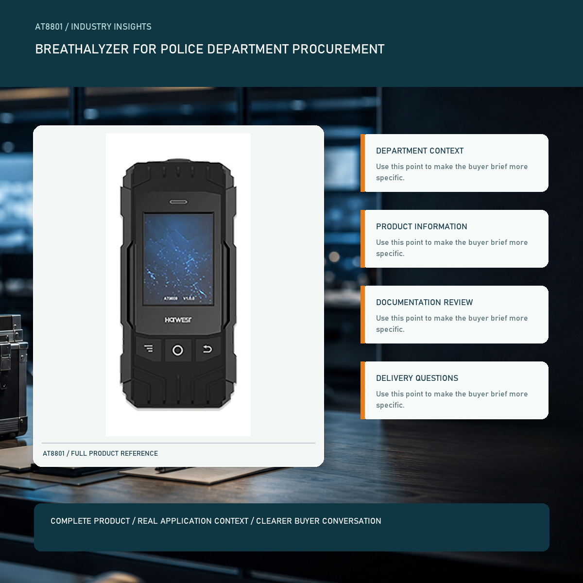 PESV breathalyzer for police department procurement visual with a complete official AT8801 product image
