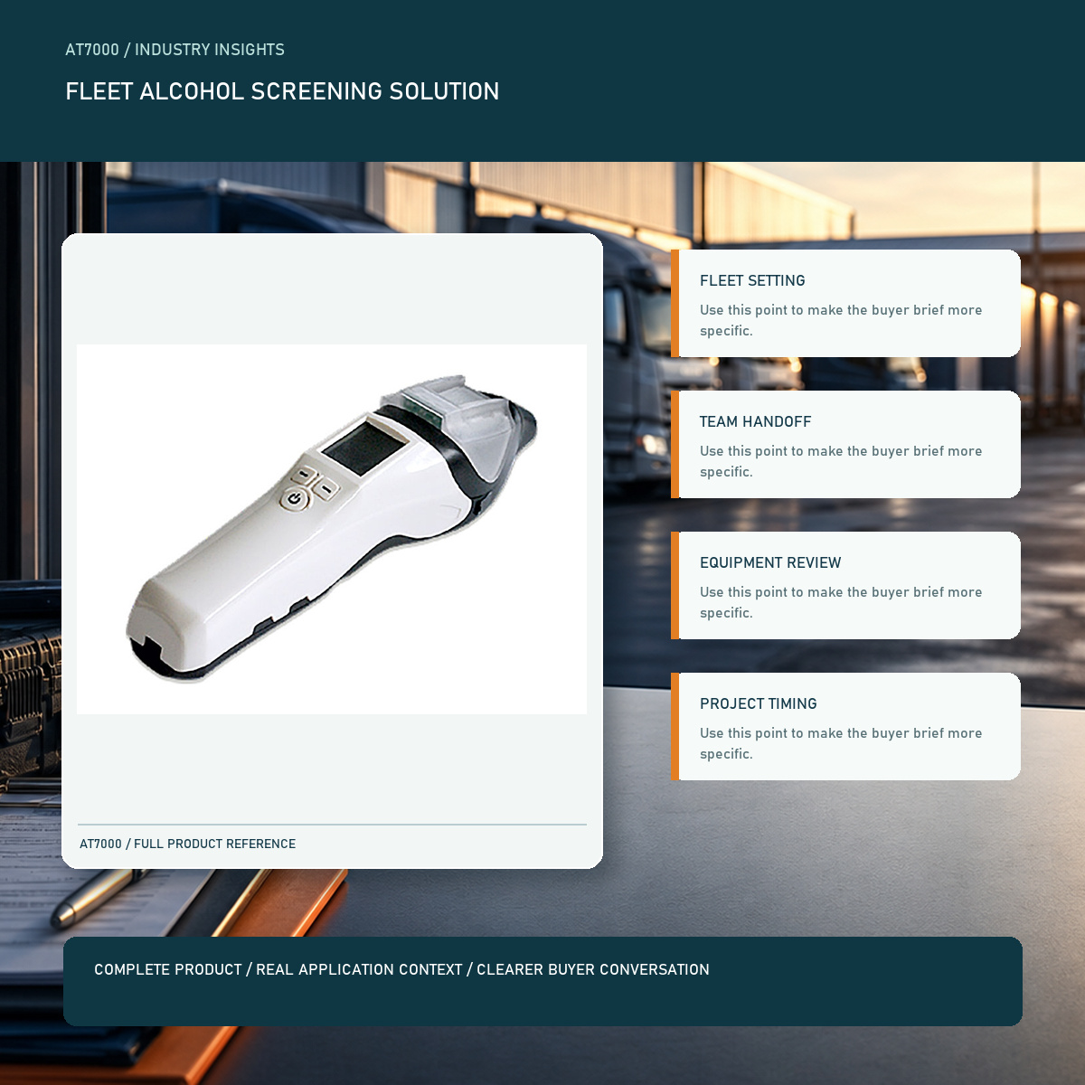 PESV fleet alcohol screening solution visual with a complete official AT7000 product image