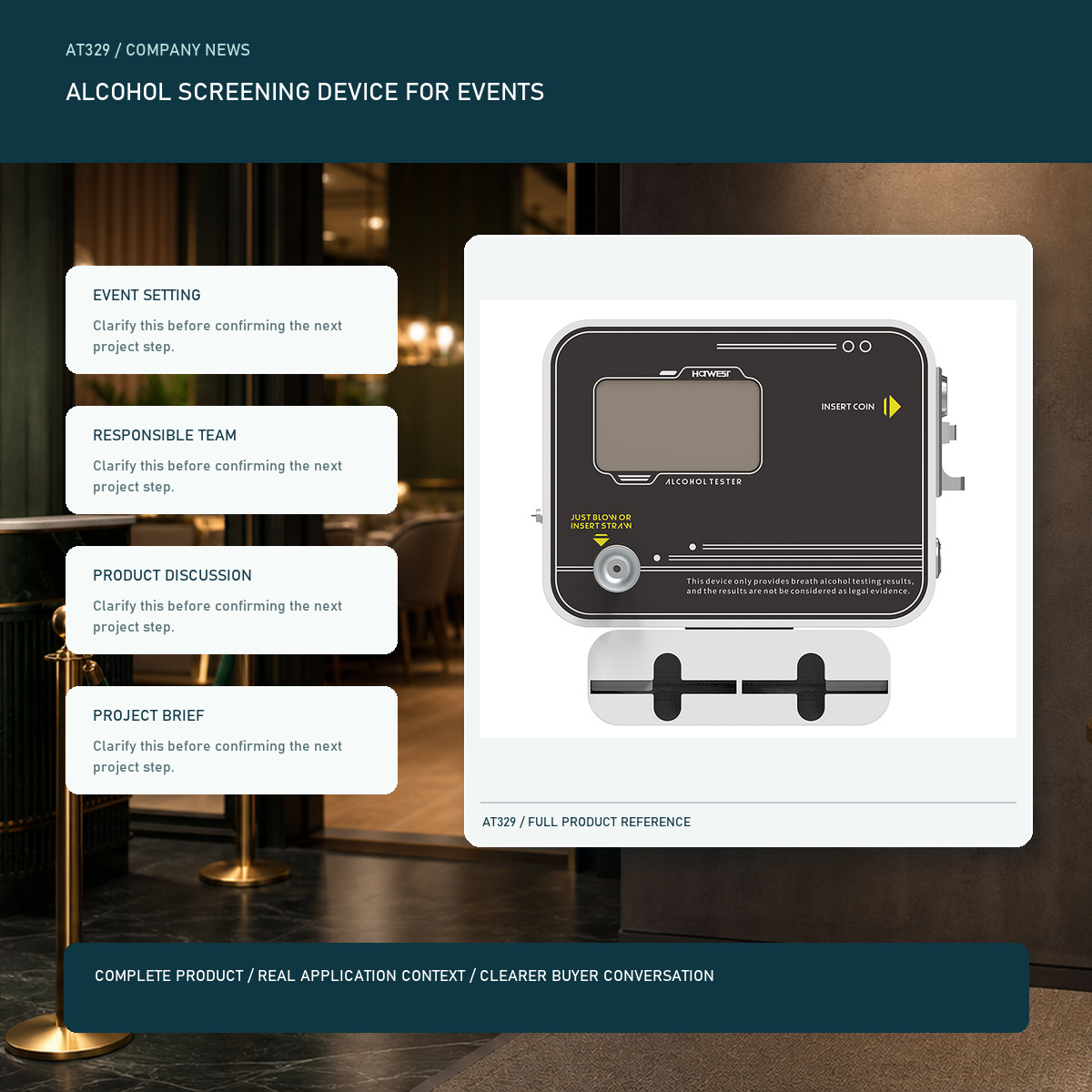 PESV alcohol screening device for events visual with a complete official AT329 product image