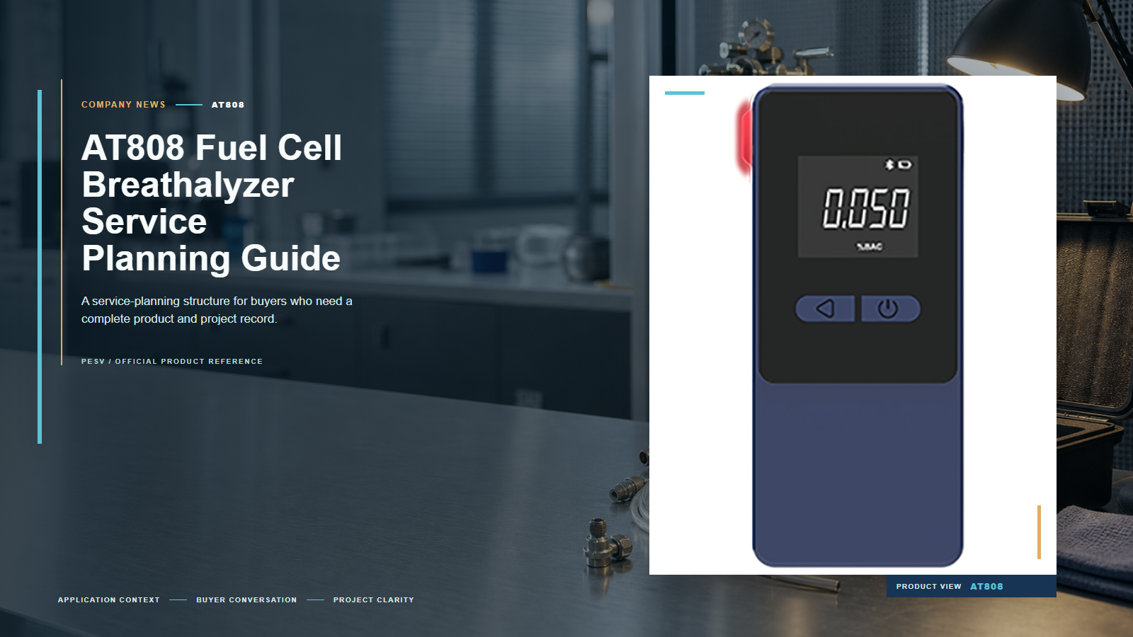 Complete official PESV AT808 product photo in a refined calibration product-first editorial layout