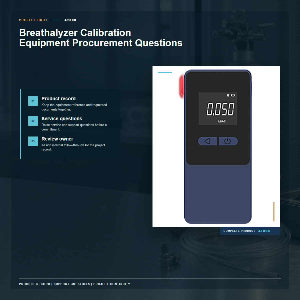Complete official PESV AT808 product photo supporting breathalyzer calibration equipment procurement questions in a tightly framed product-first layout