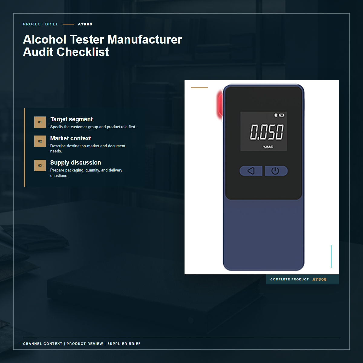 Complete official PESV AT808 product photo supporting alcohol tester manufacturer audit checklist in a tightly framed product-first layout