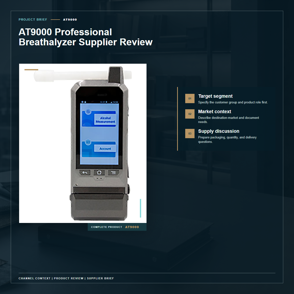 Complete official PESV AT9000 product photo supporting AT9000 professional breathalyzer supplier review in a tightly framed product-first layout