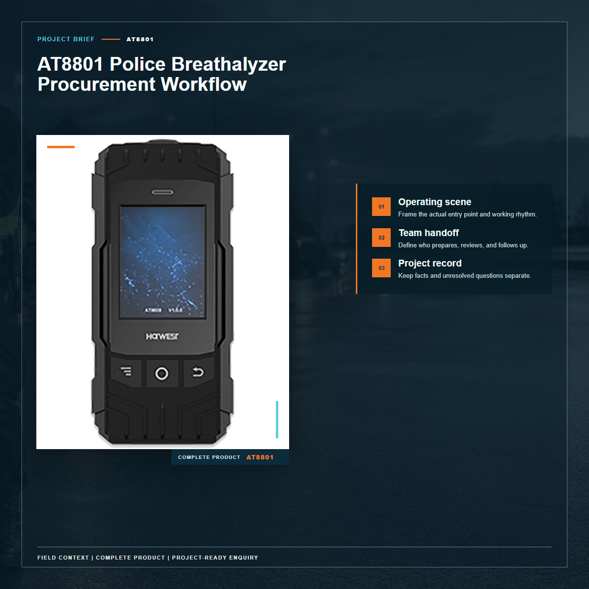 Complete official PESV AT8801 product photo supporting AT8801 police breathalyzer procurement workflow in a tightly framed product-first layout
