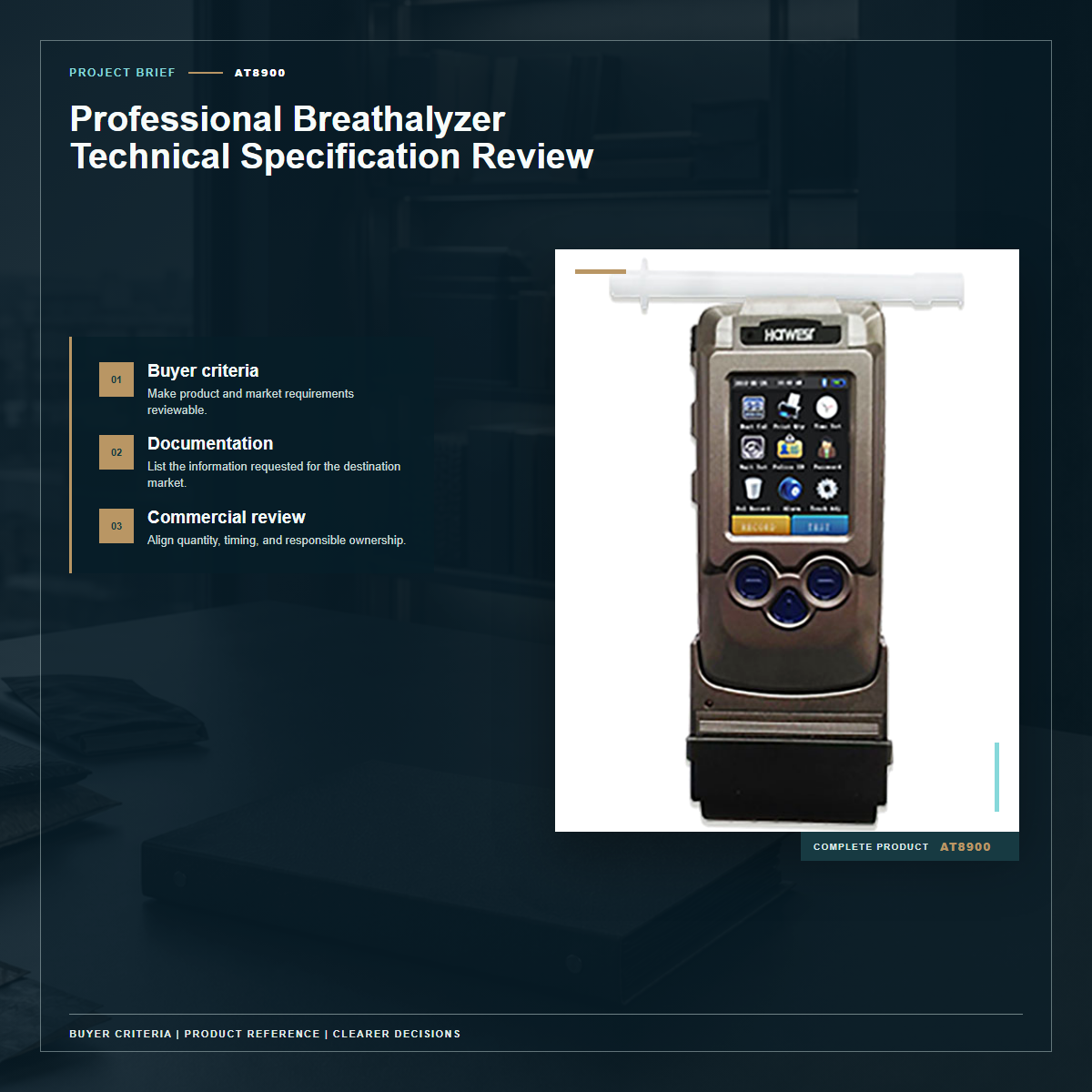 Complete official PESV AT8900 product photo supporting professional breathalyzer technical specification review in a tightly framed product-first layout