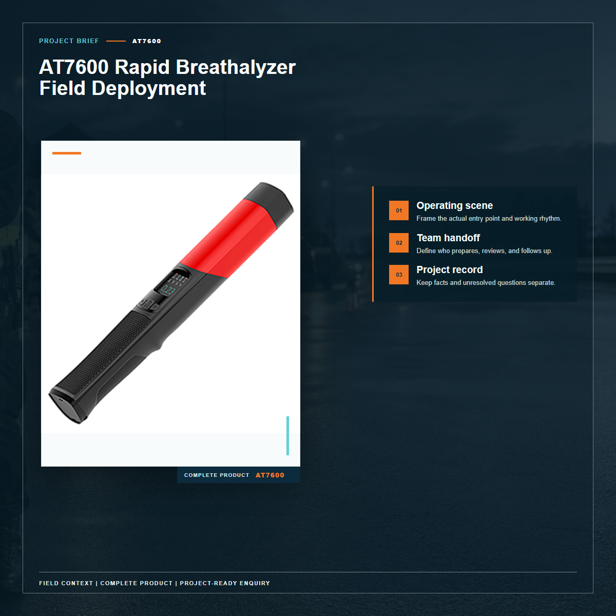 Complete official PESV AT7600 product photo supporting AT7600 rapid breathalyzer field deployment in a tightly framed product-first layout