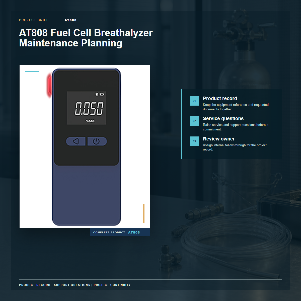 Complete official PESV AT808 product photo supporting AT808 fuel cell breathalyzer maintenance planning in a tightly framed product-first layout