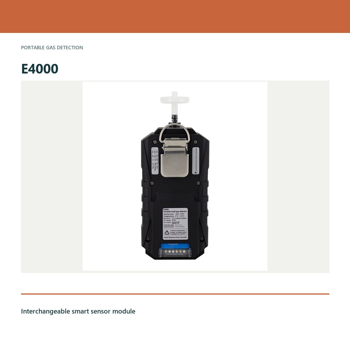 E4000 product view for portable gas detector