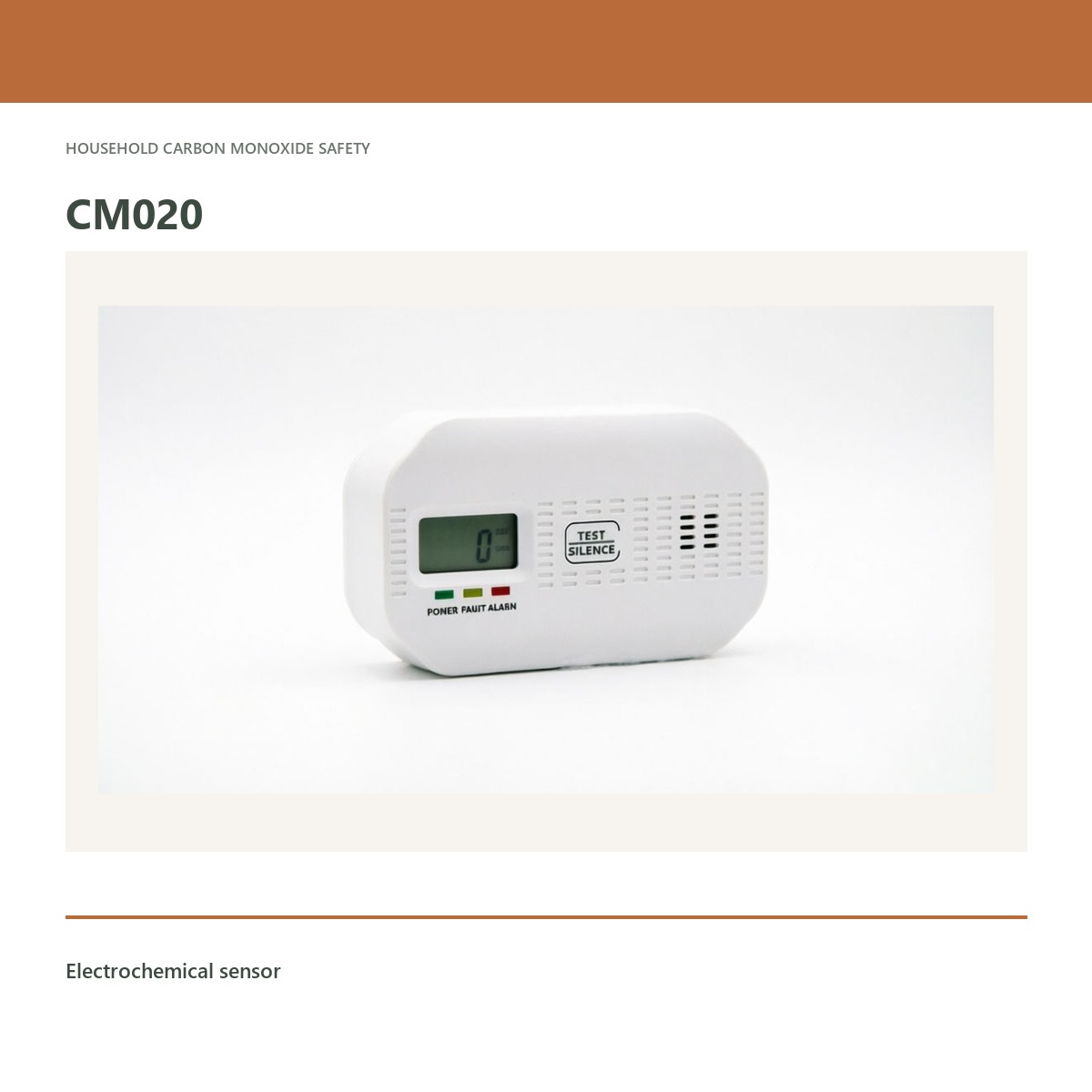 CM020 product view for carbon monoxide alarm