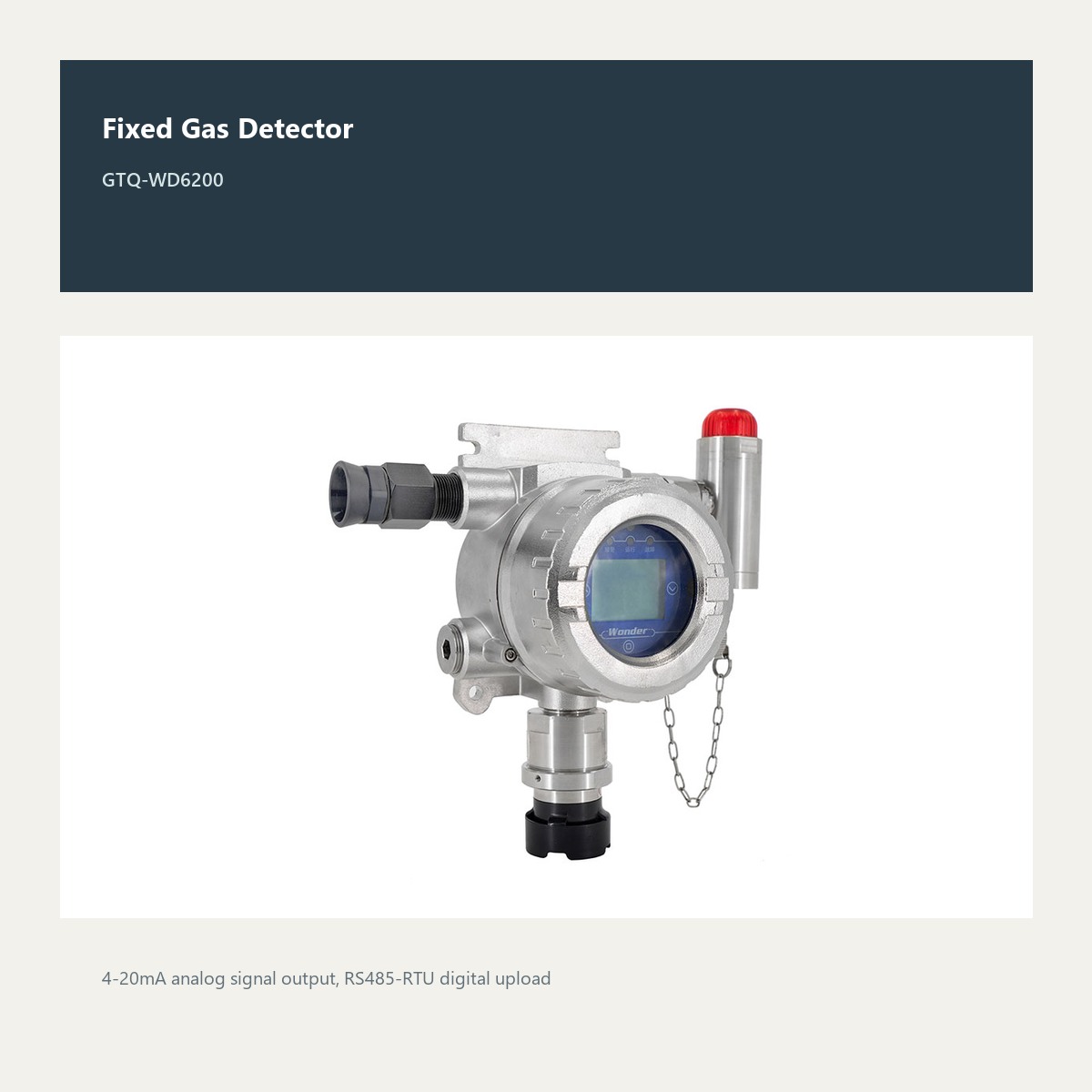 GTQ-WD6200 product view for stainless steel fixed gas detector