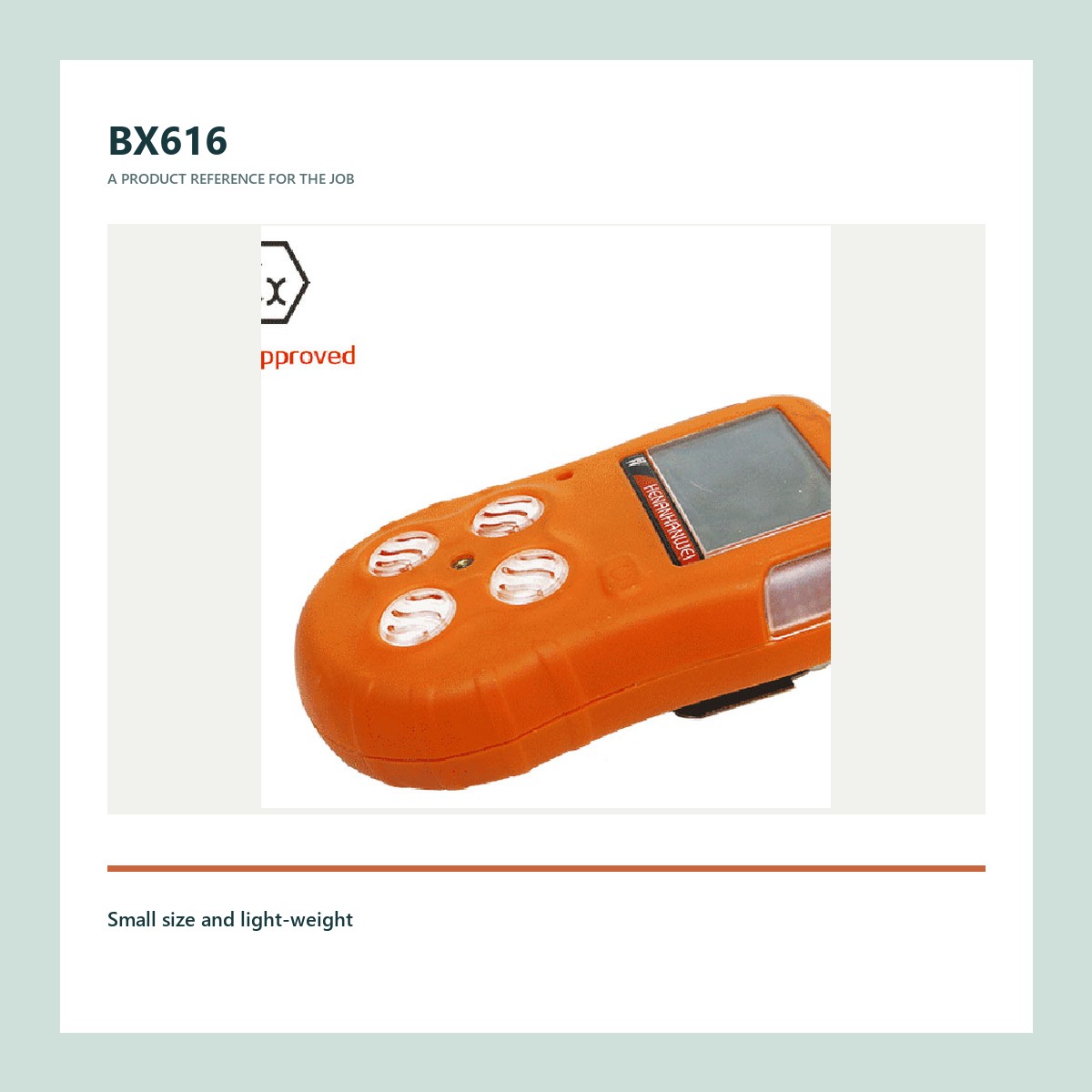 BX616 product view for portable gas detector with data logging