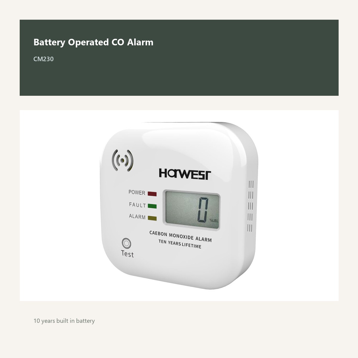 CM230 product view for residential carbon monoxide alarm