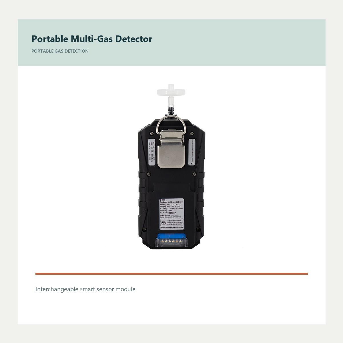 E4000 product view for portable gas detector with gps