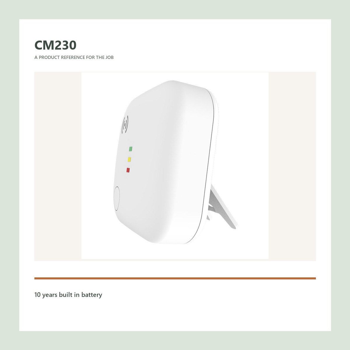 CM230 product view for battery operated carbon monoxide alarm