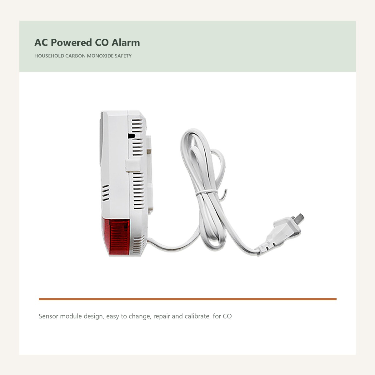 GK product view for ac powered carbon monoxide alarm