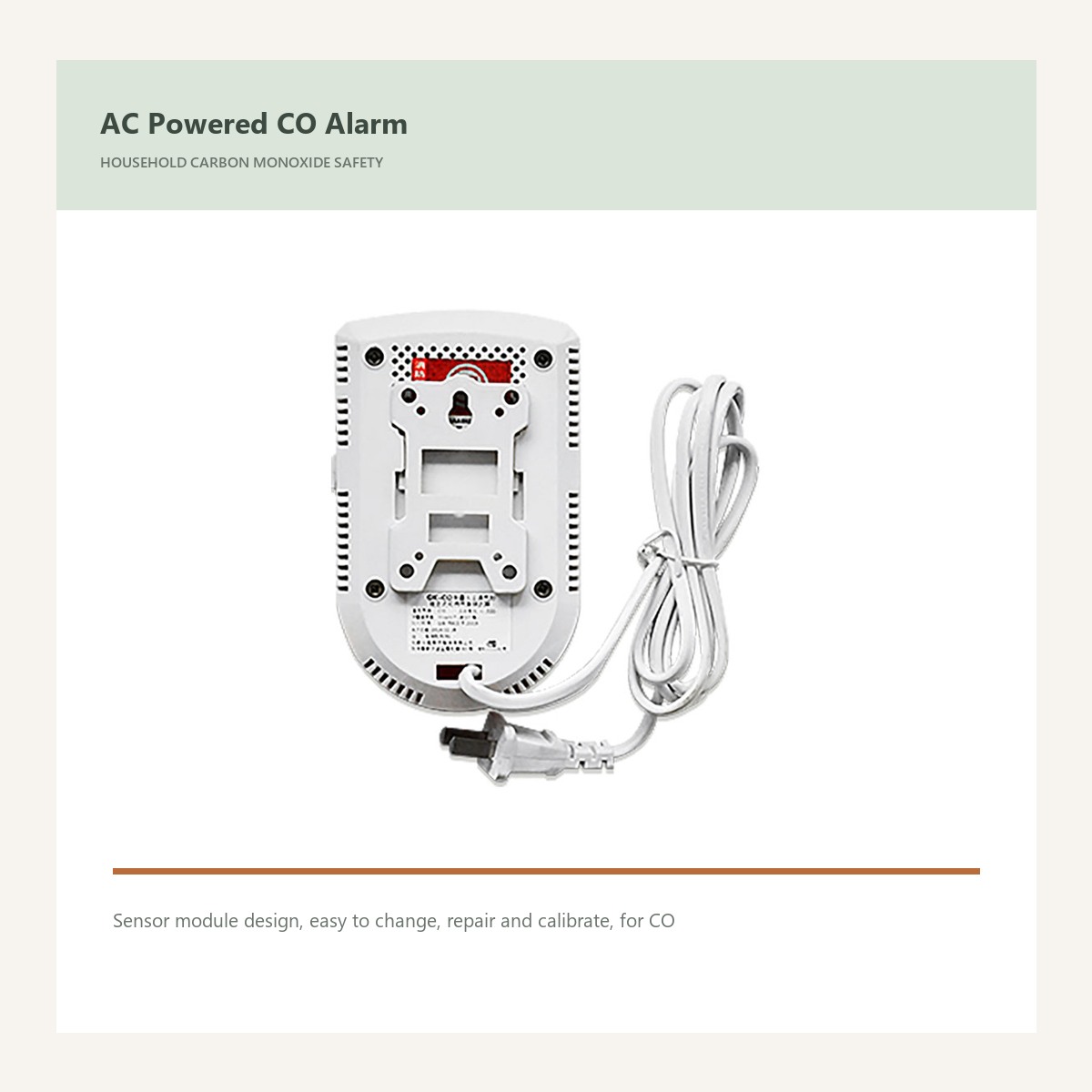 GK product view for mains powered carbon monoxide alarm
